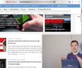 Screenshot der PCtipp-Webseite, ein Video wird in einem separaten kleineren Fenster abgespielt
