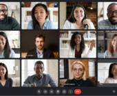 Screenshot einer Meet-Videokonferenz mit 12 Personen