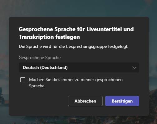 Festlegen der gesprochenen Sprache