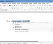 Im LibreOffice Writer wird korrekt bemängelt, dass der 12.10.2022 kein Donnerstag war