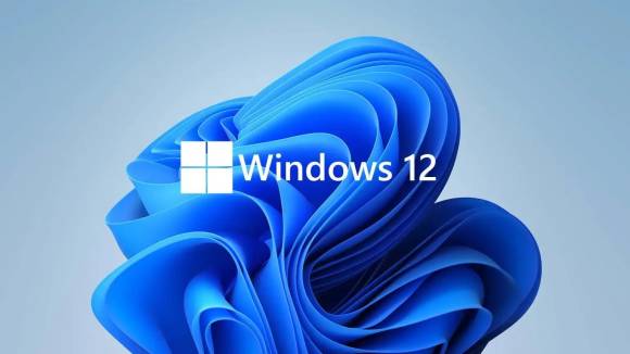 Ein Windows-12-Schriftzug auf einem Windows-11-Desktop-Hintergrundbild 