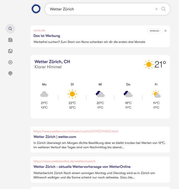 Beispielergebnis der Suche nach "Wetter Zürich"