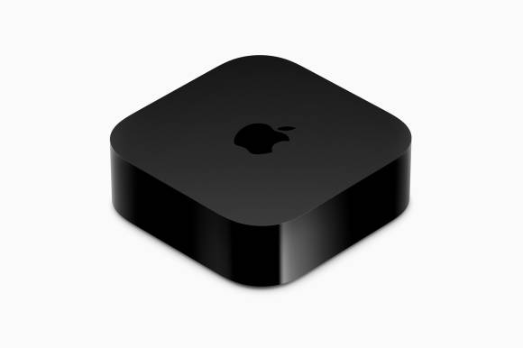 Der Apple TV ist eine Art Streamingbox (schwarz, quadratisch, mit abgerundeten Ecken)