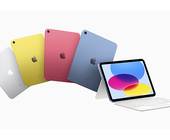 Ein paar Apple iPads in Silber, Gelb, Rot und Blau