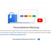 Screenshot des Kippschalters zu personalisierter Werbung