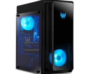 Der Acer Predator Orion 3000, mit blau beleuchtetem Desktop-Gehäuse