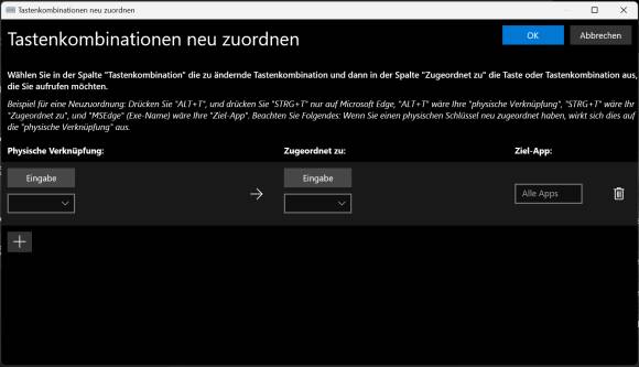 Die PowerToys-Funktion "Tastenkombination neu zuordnen"
