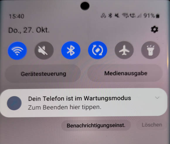 Die Statusmeldung zum Wartungsmodus