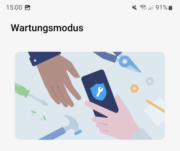 Samsungs App-Banner zum Wartungsmodus 