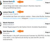 Beispiele einiger Twitter-Accounts mit dem «Verified»-Häkchen