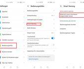 Screenshots der Einstellungen zu Smart Sensing