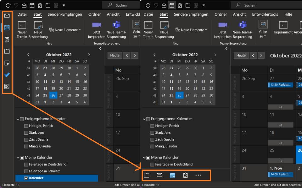 Outlook: Navigationssymbole wieder nach unten verschieben pctipp ch