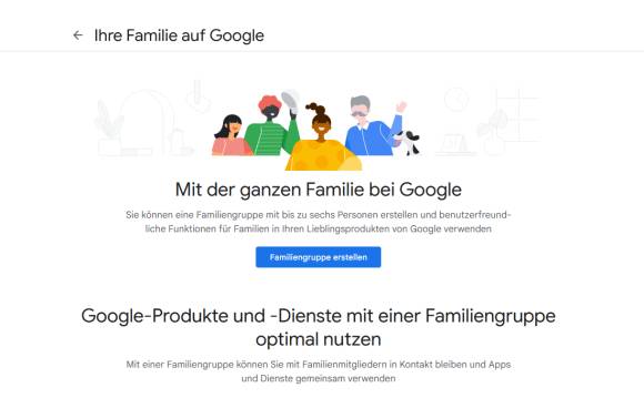 Google-Banner zum Erstellen einer Familiengruppe 