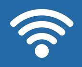 Weisses Wi-Fi-Symbol auf blauem Hintergrund