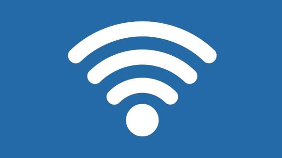 Weisses Wi-Fi-Symbol auf blauem Hintergrund 