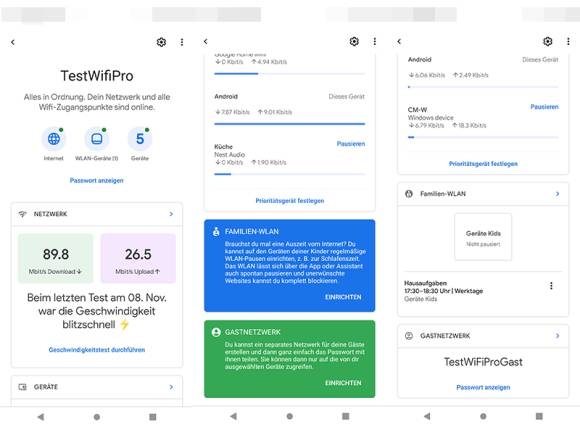 Screenshots aus der Google-Home-App