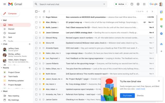 Das bisherige Erscheinungsbild von Google Mail