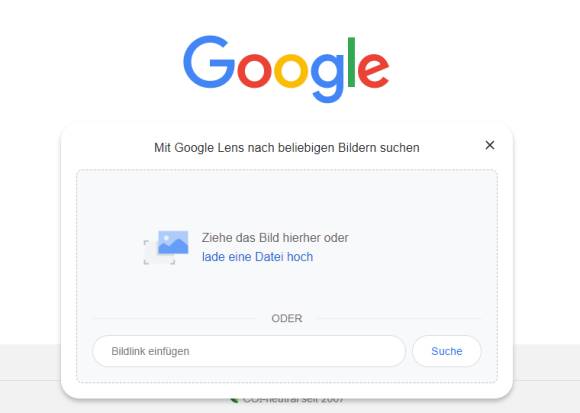 Die Lens-Bildersuche im Desktop-Webbrowser