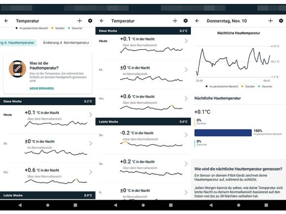 Screenshots aus der Fitbit-App