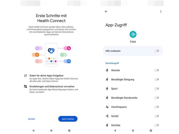 Die Beta-App Health Connect