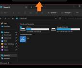 Screenshot mit dem eingeblendeten Snap-Balken am oberen Bildschirmrand