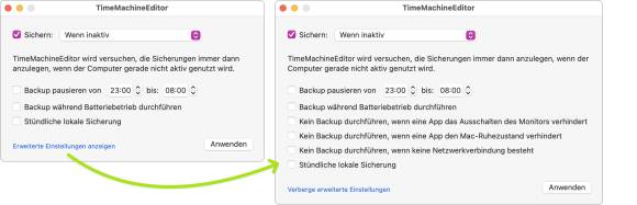 Die Software «TimeMachineEditor»