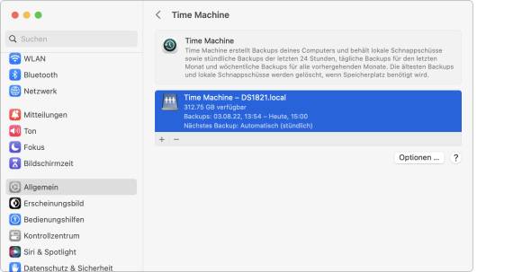 Die Systemeinstellung «Time Machine»