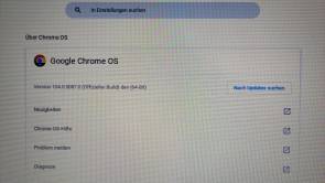 Chrome-OS-Einstellungen mit Schaltfläche "Nach Updates suchen"