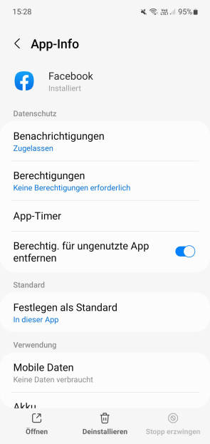 Details der Facebook-App