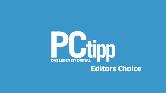 Blaues Banner. In weisser Schrift sind das PCtipp-Logo und "Editor's Choice" zu sehen 