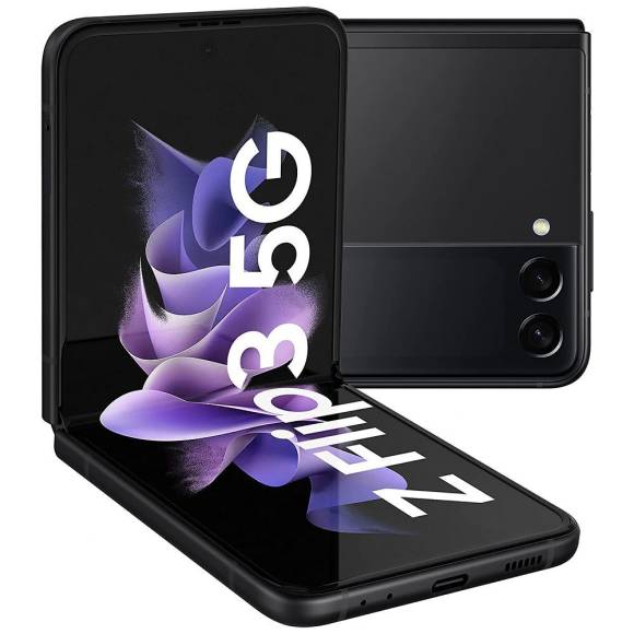 Zweimal das Samsung Galaxy Z Flip3, einmal halb aufgeklappt, einmal zugeklappt 