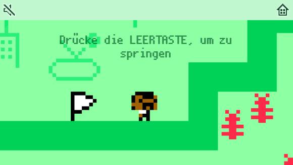 Screenshot des Mini-Spiels im Pixel-Design