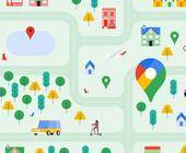 Google-Maps-Symbolbild mit Kartensymbolen und Piktogrammen