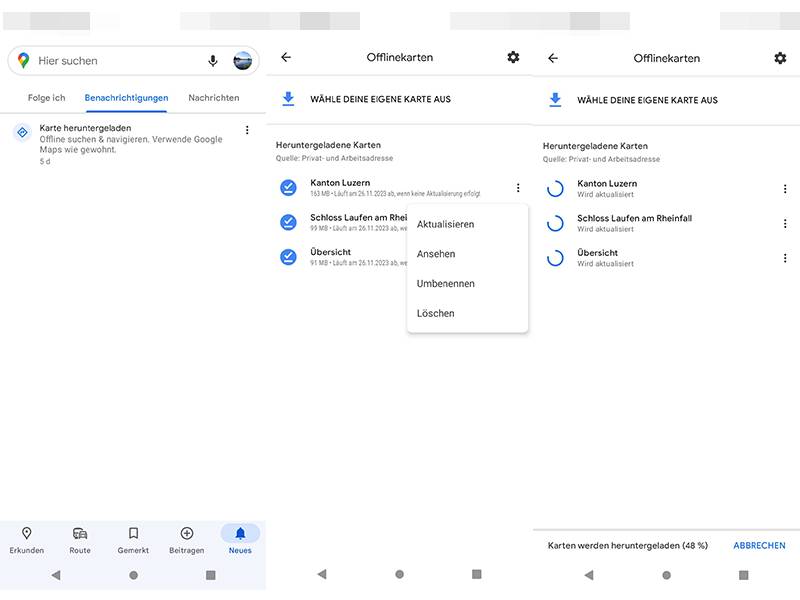 Google Maps Offlinekarten aktualisieren pctipp.ch