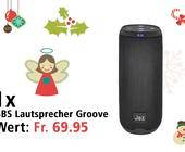 Adventskalender-Banner zeigt den SBS-Lautsprecher