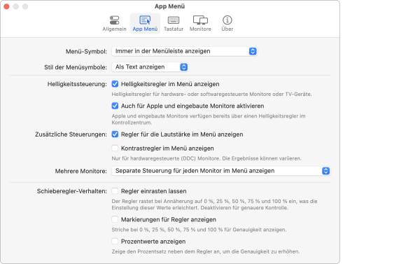 Die Einstellungen der Software «Monitor Control»