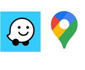 Logos Waze und Maps