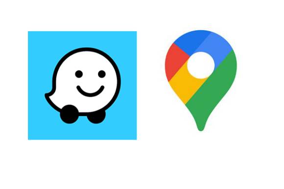 Logos Waze und Maps 