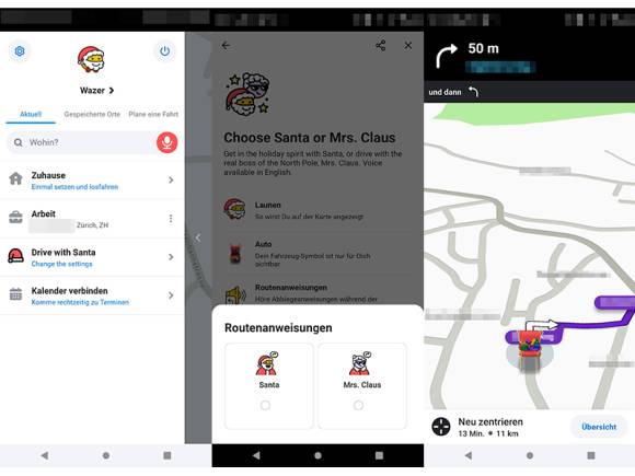 Waze App mit Santa-Features 
