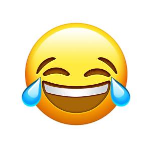 Ein Emoji-Smily, das Tränen lacht 