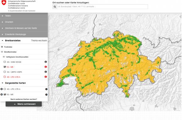 Breitbandatlas des BAKOM