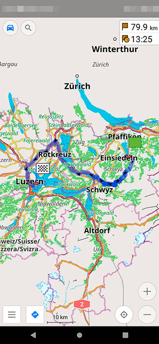 Route in der OSMAnd-App