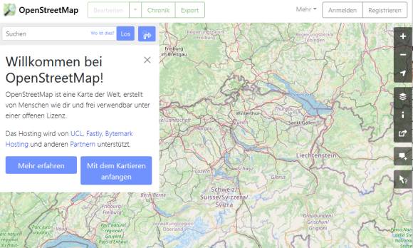 Webseite OpenStreetMap 