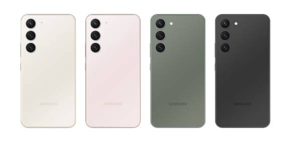 Viermal dasselbe Phone in den Farben, Weiss, Hellrosa, Grünlich-Grau und Schwarz