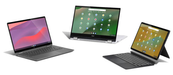 Drei verschiedene Chromebooks