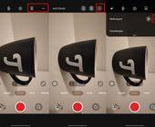 Drei Screenshots der Kamera-App zeigen die Einstellungen