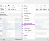 Outlook-Screenshot der das Menü mit dem Befehl 