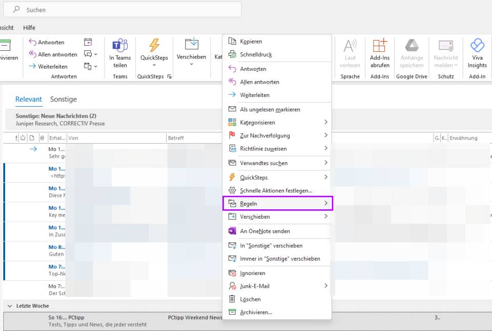 Outlook 365: E-Mail automatisch ablegen – so gehts - pctipp.ch