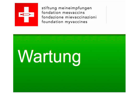 Wartungsmeldung auf meineimpfungen.ch  