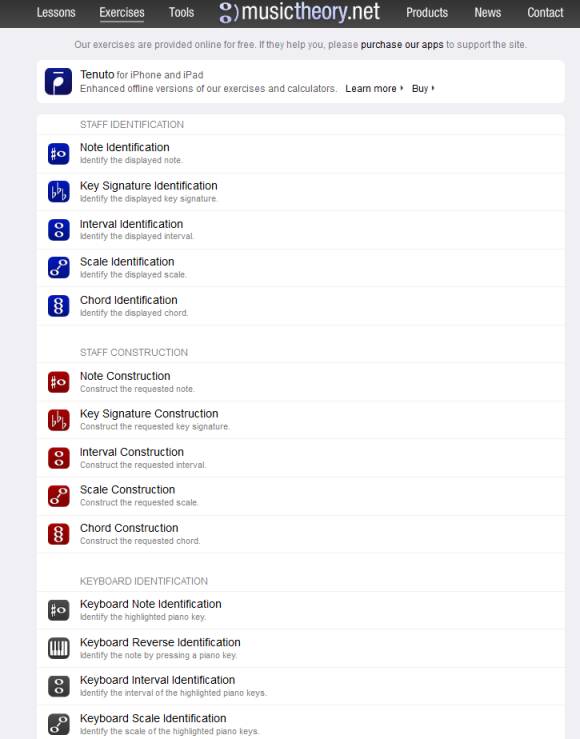 Screenshot von musictheory.net